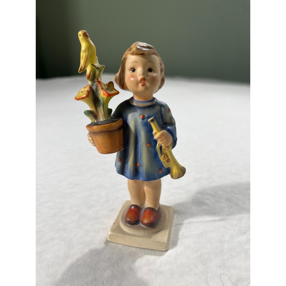 Vintage Goebel Hummel #17/0 Congratulations Girl with Bird & Trumpet Germany